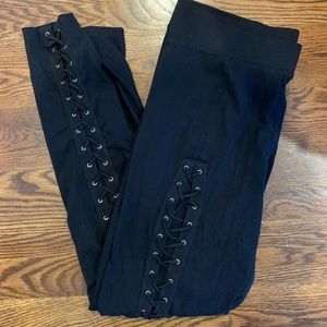 Black lace up leggings
